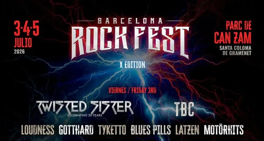Barcelona Rock Fest 2026 celebrará su 10ª edición del 3 al 5 de julio en el Parc de Can Zam (Santa Coloma de Gramenet) Barcelona.