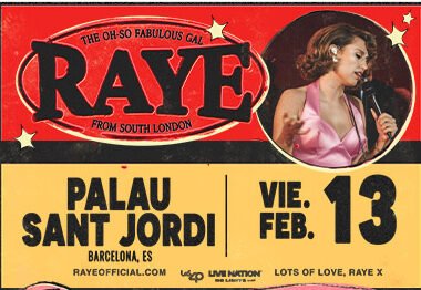  «RAYE en Barcelona 2026: único concierto en España en el Palau Sant Jordi»