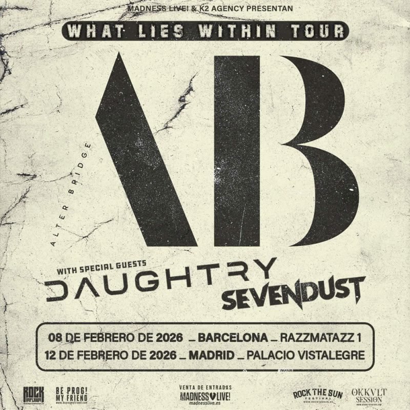 Alter Bridge + Daughtry + Sevendust en Barcelona 2026: hard rock potente en Razzmatazz